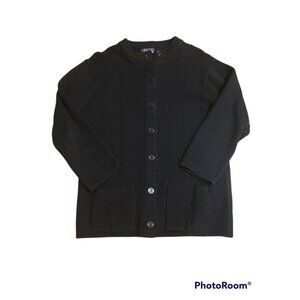 Vintage EILEEN Cardigan Sweater Acrylic Black Size 42 Large 12-14 Grandmother
